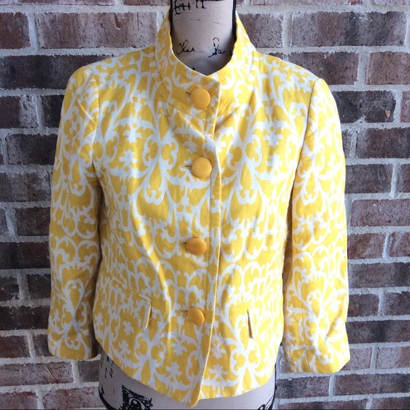 J Crew Linen Cropped Geometric Jacket 6